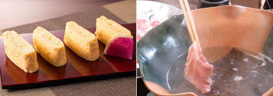 お客様の目の前で仕上げられる料理の数々